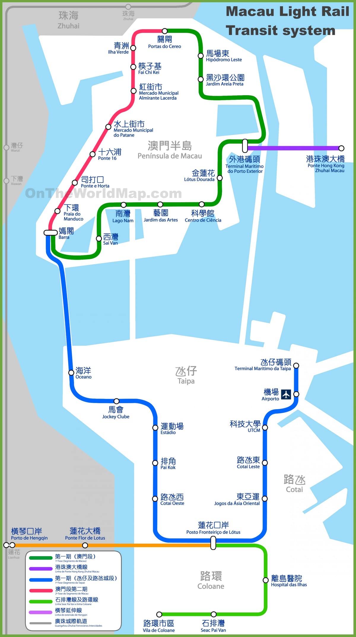 MTR Макао картата
