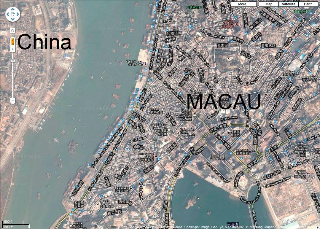 карта на Сан-малко Макао