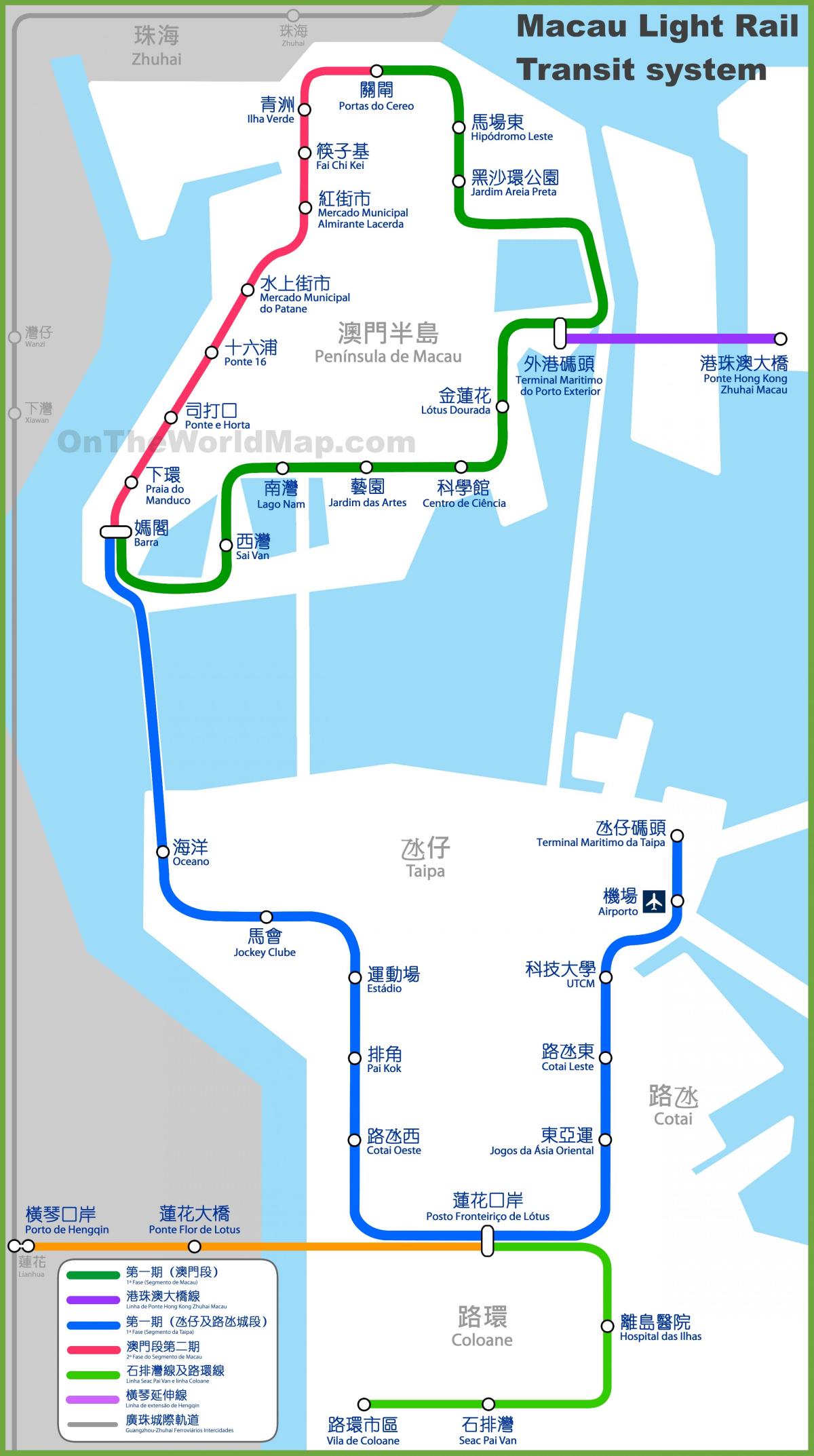 MTR Макао картата