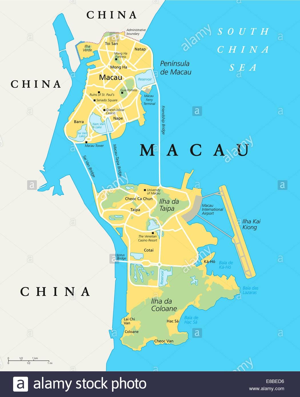 Макао, Китай карта