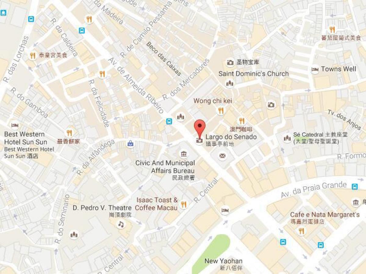 карта на площад сенадо Макао